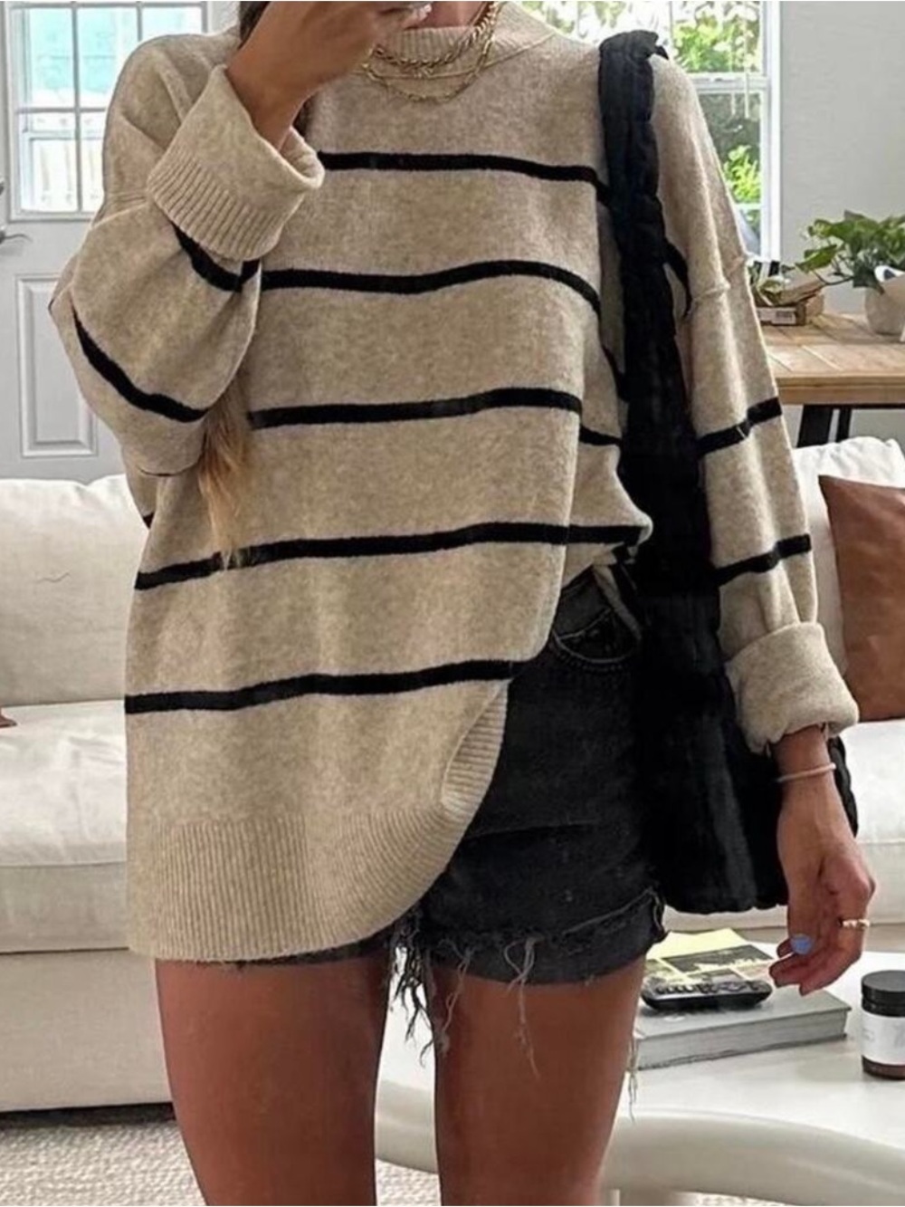 Jessica Simpson Striped Crewneck Sweater